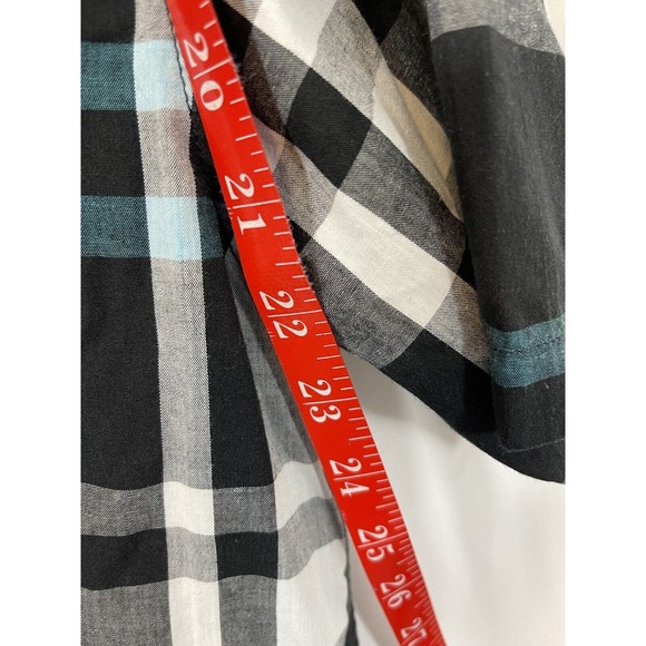 MX Republic Mens Button Up Short Sleeve Shirt White Blue Black Plaid Size Large - Picture 4 of 7